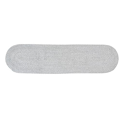 Farmhouse Braided Runner Rug 2x6 Gray & White – Reversible Cotton Blend Hallway, Kitchen, Bedroom & Entry Rug – Soft, Durable, Handcrafted, Low-Profile Indoor Mat - color: Gray & White, size: 2' x 6' (Oval)