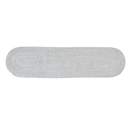 Farmhouse Braided Runner Rug 2x6 Gray & White – Reversible Cotton Blend Hallway, Kitchen, Bedroom & Entry Rug – Soft, Durable, Handcrafted, Low-Profile Indoor Mat - color: Gray & White, size: 2' x 6' (Oval)