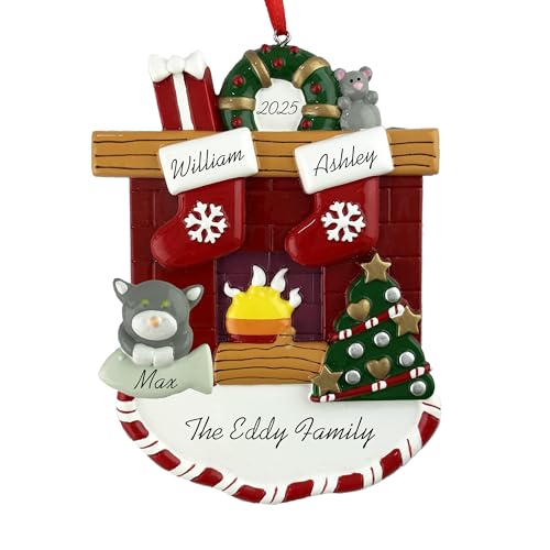 Customized and Personalized Couple Christmas Ornament - Family of 2-6 with One Pet - Add 1 of The 26 Different Dogs and Cats to Design Your Own Custom Pet Tree -Made to Order (Family of 2 with 1 Pet) - size: Family of 2 with 1 Pet