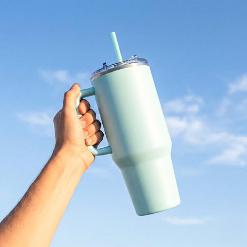 Hogg Big Swig 40oz Tumbler with Handle and Straw - Marina Mist, 40 oz Tumbler, Insulated Cup with Handle, 40oz Water Bottle with Straw, Thermal Cups, Leak Proof Lid, Travel Mugs, Stainless Steel - color: Marina Mist