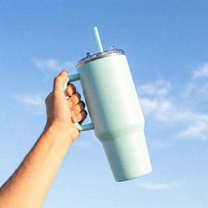 Hogg Big Swig 40oz Tumbler with Handle and Straw - Marina Mist, 40 oz Tumbler, Insulated Cup with Handle, 40oz Water Bottle with Straw, Thermal Cups, Leak Proof Lid, Travel Mugs, Stainless Steel - color: Marina Mist