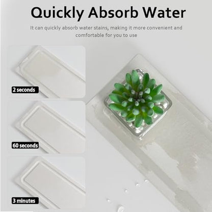 2 PCS Water Absorbing Stone Trays for Bathroom Sink Fast Drying Coasters | 9.5" x 4.7", Vanity Tray, Diatomaceous Earth Mat, Hand Soap Holder with Anti-Skid Feet, Kitchen Counter, Sink Caddy Organizer - color: 9.5" X 4.7" White