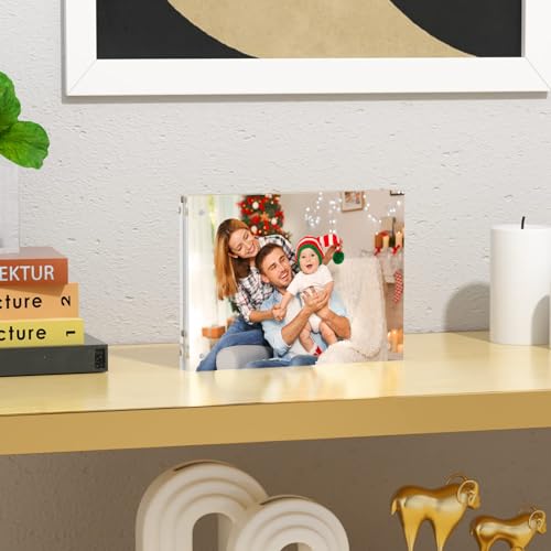 NIUBEE Acrylic Photo Frame 6x8, Double Sided Magnetic Blocks Pet Picture Frame - size: 6x8"(1 Pack)