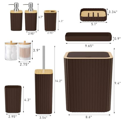 XLHOMO Bathroom Set - Elegant Brown Bathroom Set, 10PC Brown Bathroom Accessories Set, Bathroom Sets with Toilet Brush, Bathroom Trash Can - size: Bath Set, style: Brown