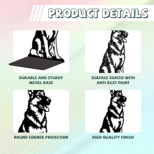 5.3"x4.3"x7.9" Metal Bookends, Heavy Duty Book Ends for Shelves | German Shepherd Theme Cast Iron Book Supports, 1 Pair Decor Stoppers for Desk, Library, Office & Home Shelves - style: German Shepherd