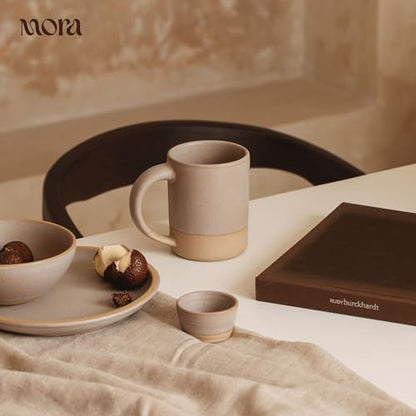 Mora Medium Mugs Set of 4, 16oz Ceramic Pottery Latte Mugs/Coffee Cups - Microwave and Dishwasher Safe - Mushroom - color: Mushroom