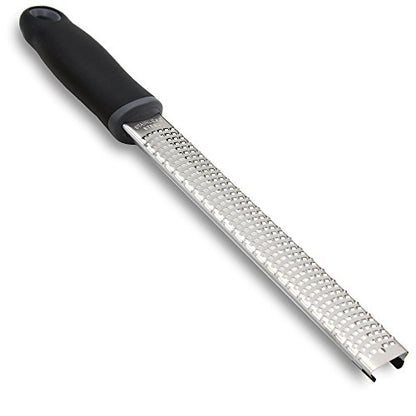 8-Inch Lemon Zester & Cheese Grater, 18/8 Stainless Steel, Black | Fine 18/8 Stainless Steel Blade for Citrus, Parmesan, Ginger and Garlic, Soft Non-slip Handle, Cover, Dishwasher Safe - color: B-Black