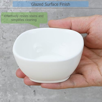 EIKS Ceramic Dip Bowls Side Dishes with Wooden Tray | For Serving Appetizer, Nuts Candy Snack, Sauce Seasoning