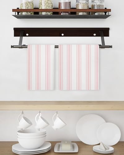 Pink Striped Hand Towels Set, Waffle Weave Kitchen Towels 4 Pieces, Farmhouse Aesthetic Modern Stripes Microfiber Hair Face Bath Tea Towel Absorbent Quick Drying Cleaning Dish Cloths, 15.7"x23.6" - color: Pink, White, Blush, size: 4PCS,15.7"x23.6"