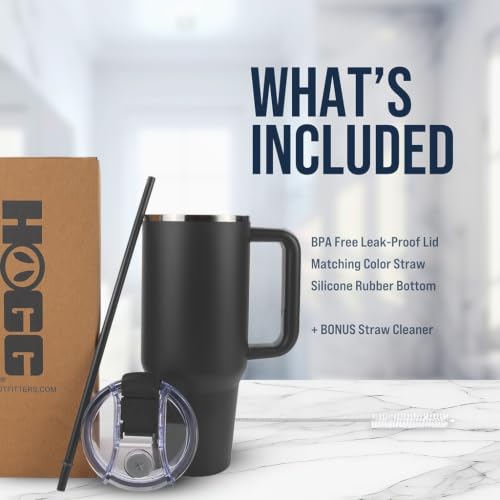 Hogg Big Swig 40oz Tumbler with Handle and Straw - Charcoal Gray, 40 oz Tumbler, Insulated Cup with Handle, 40oz Water Bottle with Straw, Thermal Cups, Leak Proof Lid, Travel Mugs, Stainless Steel - color: Charcoal Gray