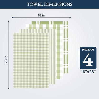 LANE LINEN Cotton Kitchen Towels Set, 4-Pack – Absorbent, Quick-Drying Dish Towels, 18" x 28" - Sage Green - color: 09: Sage Green, size: 18''x28" - 4 Pack