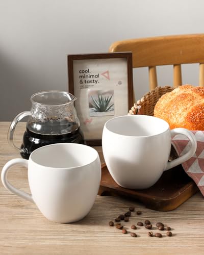 Coffee Mugs Set of 4, Stoneware 16 oz Coffee Cups for Latte, Tea, Milk, Cappuccino, Ceramic Tea Cups for Housewarming Wedding Gift, Microwave & Dishwasher Safe, Matte White - color: Matte White