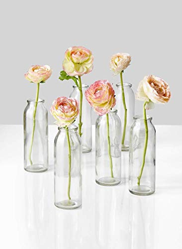 Serene Spaces Living Set of 6 Clear Glass Bud Vases – Ideal for Centerpieces at Weddings and Events – 6.25” Tall & 2” Diameter – Elegant Flower Vases for Home Decor - size: Set of 6