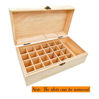 Anktily Unfinished Wooden Storage Organizer Box with Lid, Unpainted Wood Case Box for Small Keepsakes, Jewellery, Tea Bag Holder Case (25 Grids C) - style: 25 Grids C