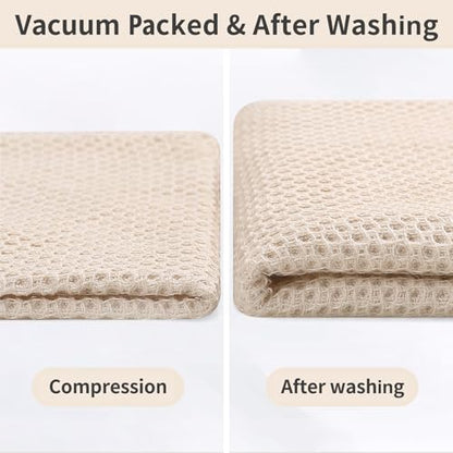 Homaxy 100% Cotton Waffle Weave Kitchen Dish Towels 9-Pack, Beige | 13 x 28 Inches, Ultra Soft Absorbent Dish Towels, Quick Drying Cleaning Towels - color: Beige, size: 13 x 28 - 9 Pack