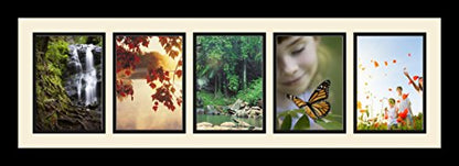 ArtToFrames Collage Photo Frame Single Mat with 5-5x7 Openings with Satin Black Frame and Charcoal mat. - color: 5 - 5x7 - (2137), size: Charcoal