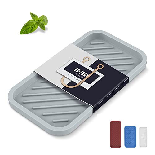 Silicone Sponge Holder-Large Thick Durable 10" Sink Organizer Tray-Kitchen | Thick Durable Sponge Caddy, Large Sink Tray, Dish Soap & Scouring Pad Holder, Countertop Drip Tray, Easy Clean, Rust-Proof - color: A-gr, size: 10x5.1inch
