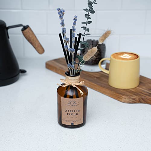 Reed Diffusers - Oil Sticks Diffuser Set with Real Dried Flowers - Reed Diffusers for Home, Bathroom & Office | Air Freshener Fragrance Sticks for Shelf Decor & Gifts By Le Petit Jardin & Co.