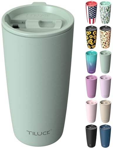 TILUCK 20 oz Insulated Coffee Tumbler with BPA-Free Lid | Travel Coffee Mug, Dishwasher Safe, Cup Holder Friendly, Double-Wall Vacuum Insulation for Hot & Cold Drinks,Matte MintGreen - color: Matte MintGreen, size: 20 Ounces