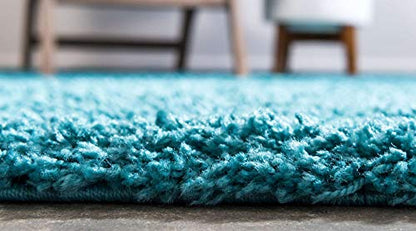 Unique Loom Solid Shag Collection Area Rug (2' 2" x 6' 5" Runner, Deep Aqua Blue) - color: Deep Aqua Blue, size: 2'2" x 6'5" (Rectangular)