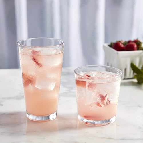 Libbey Flare Rocks, Glass Tumbler Set, Stylish Lead-Free Drinking Glasses Set of 16, Dishwasher-Safe Glass Cups Set for Daily Use and Parties - color: 04 - Flare