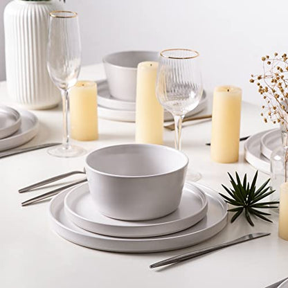 AmorArc Ceramic Plates Set of 6, Matte Glaze 8.0 Inch Dishes Set for Kitchen, Dessert,Salad,Appetizer, Small Dinner Plates, Microwave & Dishwasher Safe, Scratch Resistant, Matte White | High Edge Small Dinner Plates for Dessert,Salad,Appetizer,Dinner,Micr