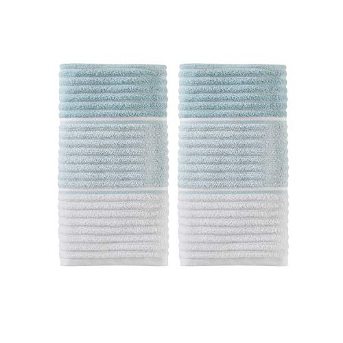 SKL Home Planet Ombre 100% Turkish Cotton Premium 2-Piece Hand Towel Set, 600 GSM, Soft & Absorbent, Aqua - color: Planet Ombre, Aqua, style: 2-Piece Hand Towel Set