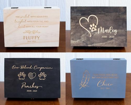 Personalized Pet Memory Keepsake Box Custom Engraved Wooden Memorial Urn Box with Lid - Pet Loss Gift for Dogs or Cats Remembrance Storage Boxes for Ashes, Photos Forever Friend Always In Your Heart - style: 5. Pet Memorial