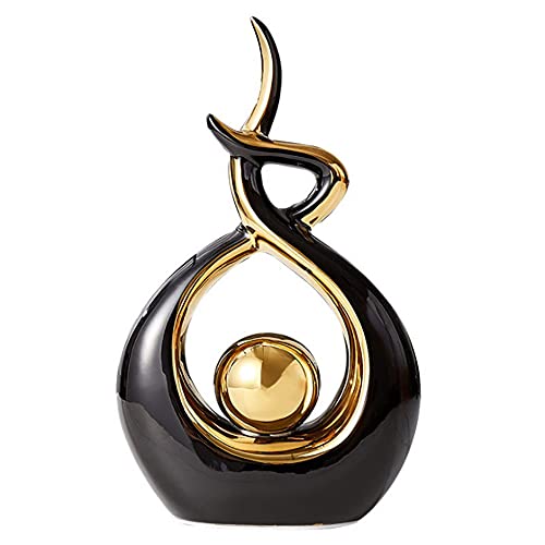 Norrclp Home Decor Modern Abstract Art Ceramic Statue Table Decorations | Modern Aesthetic Ornament, Decorative Accent for Dining Room Living Room Office Centerpiece (Small, Black and Gold) - color: Black and Gold, size: Small