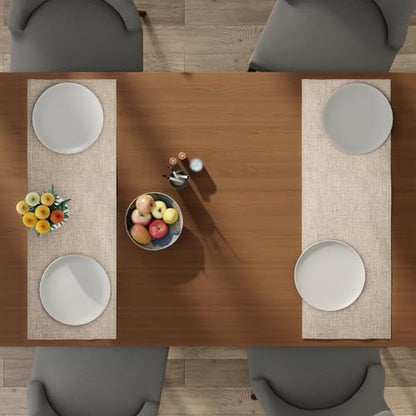 Encasa XO Table Runner 2 Seater, Soft Chenille 13"x36" | Sand, Woven Rib Texture | Machine Washable | Colorfast & Shrink Resistant | Durable Polyester Yarns - color: Sand, size: 13x36 in