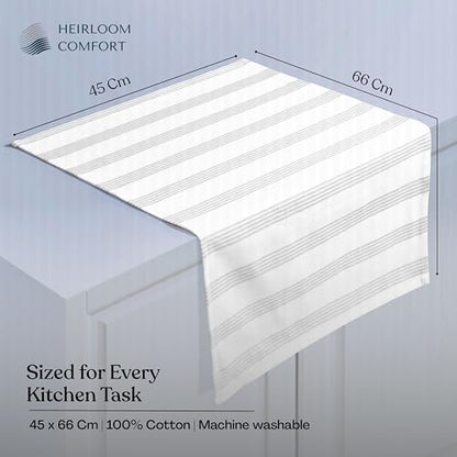Ash Gray Striped Dish Towels 3 Pack, Ultra Absorbent, Multi Pin Stripe Towel Set, Quick Dry Cotton Kitchen Towels for Cleaning Counters, Drying Dishes, Everyday Cleanup - color: Light Grey, style: 3 Pack