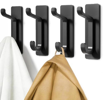 pickpiff 13LB Strong Stick-on Hooks for Coat & Towel, Black 4 Pack - color: Black, size: 4 Pack