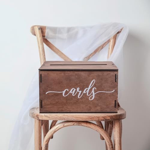 Wooden Wedding Card Box with Slot and Lid | Graduation Card Box for Party 2026 | Grad Gift Money Envelope Holder for Reception, Bridal Shower, Birthday, Retirement | Rustic Keepsake Decorations - size: Card Box (Natural)