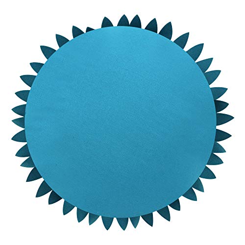 3D Daisy & Sunflower Decorative Pillow - 14.5 x 13 inch Round - Teal Flower-Shaped (Case + Insert) - color: Teal
