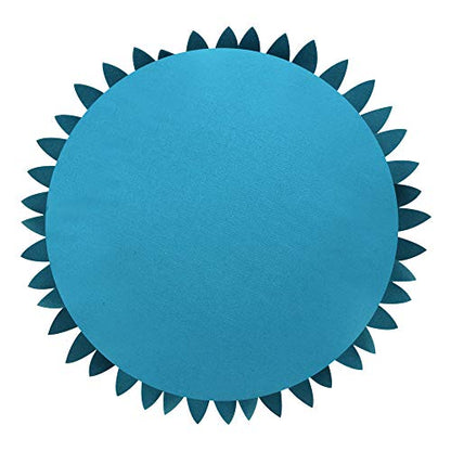 3D Daisy & Sunflower Decorative Pillow - 14.5 x 13 inch Round - Teal Flower-Shaped (Case + Insert) - color: Teal