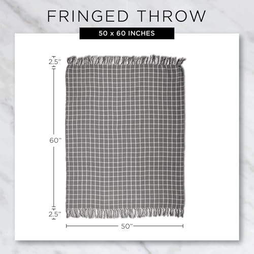 DII Modern Zig Zag Throw Blanket Woven Cotton, Hand-Knotted 2.5" Fringe, 50x60, Natural - color: Natural, size: 50x60"
