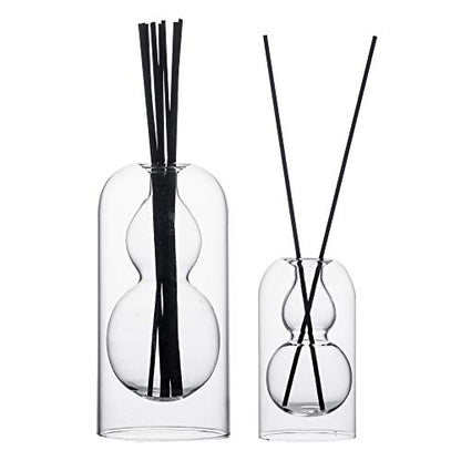 Empty Glass Fragrance Reed Diffuser Bottles,for Essential Oil, with 16pcs Black Reed Sticks,Minimalist Decor,2pcs/Set.