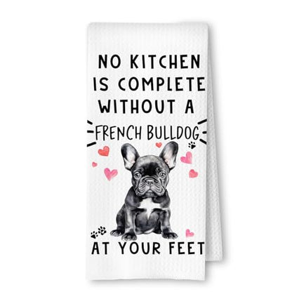 French Bulldog Funny Dog Kitchen Towels for Women - French Bulldog Waffle Weave Hand Towels,A Kitchen is Not Complete Dish Towel for Home Bathroom,16×24 Inch - color: French Bulldog