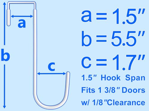 Single Over Door Steel Hooks 8 Pack Fit 1-3/8" Door 5.5" White | Plastic Coated Rubber Feel Towel Rack Robe Coat Shoe Wreath Hanger No Damage No Scratch for Bathroom Heavy Duty Thin Top
