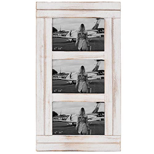 RiteSune 3 Picture Frames 4x6 for Wall | Photo Collage Frame Present for Christmas Birthday, Rustic Photo Frames for Home Wall Decor（White - color: 4×6 white