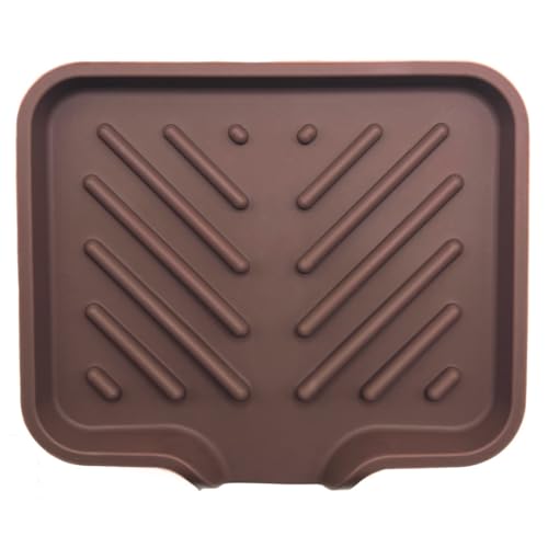 Silicone Soap Dish Tray and Sponge Holder with Drain Chute and Feet | 3-Way Sloped Design | Bathroom and Kitchen Sink Organizer Caddy (Dark Chocolate, 5"x4", 3.5 Ounces) - color: Dark Chocolate, size: 5"x4"