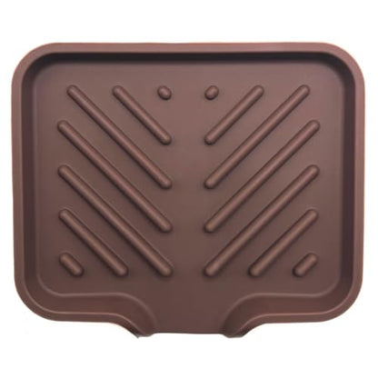 Silicone Soap Dish Tray and Sponge Holder with Drain Chute and Feet | 3-Way Sloped Design | Bathroom and Kitchen Sink Organizer Caddy (Dark Chocolate, 5"x4", 3.5 Ounces) - color: Dark Chocolate, size: 5"x4"