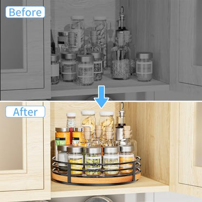10" Lazy Susan Turntable Organizer - Wood Round Lazy Susan for Cabinet Kitchen Countertop Dining Table Pantry Cupboard Bathroom Coffee Bar Storage Home Decor - size: 10 inch 1 Tier