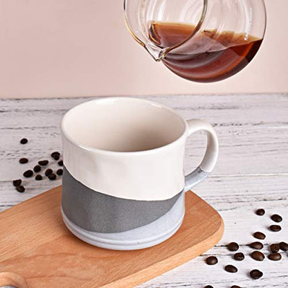 Bosmarlin Large Stoneware Coffee Mug, Big Tea Cup for Office and Home, 21 Oz, Dishwasher and Microwave Safe, 1 PCS (Geometry-Grey) - color: Geometry-Grey