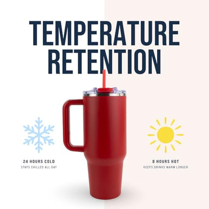 Hogg Big Swig 40oz Tumbler with Handle and Straw - Red, 40 oz Tumbler, Insulated Cup with Handle, 40oz Water Bottle with Straw, Thermal Cups, Leak Proof Lid, Travel Mugs, Stainless Steel - color: Red