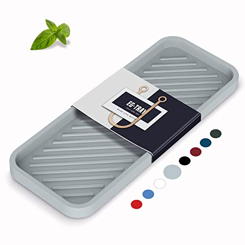 Silicone Sponge Holder, Kitchen Sink Organizer Tray（Grey） | Soap Sponge Holder for Bathroom Counter Sponge Caddy Dish Soap for Scrubber,Soap Dispenser,Scouring Pad - color: A-gr, size: 9.3x3.6inch