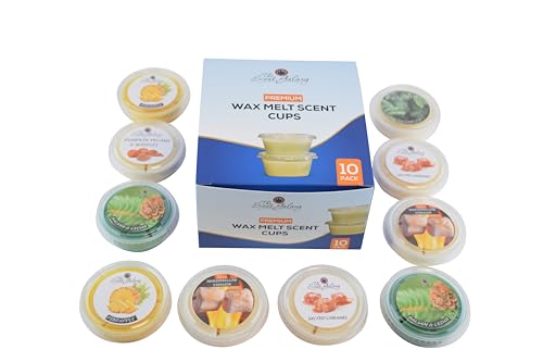 Premium Wax Melt Cups, 10 Pack, Multiple Scents Including Pineapple, Marshmallow Fireside, Balsam Cedar, Salted Caramel