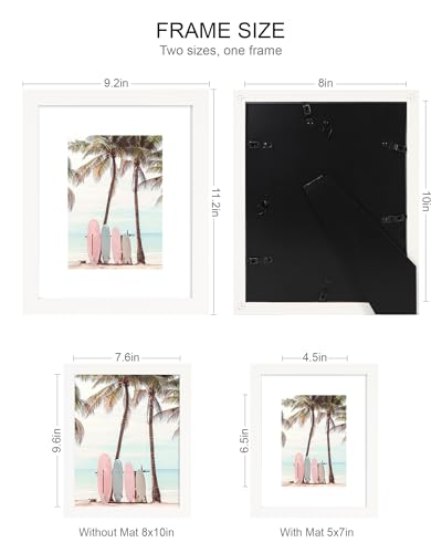 Hongkee 8x10 Picture Frame (4 Pack, White) Made of Real Glass and Wooden Frame - Display Pictures 5x7 with Mat or 8x10 Without Mat, 8 by 10 Photo Frames TableTop Display and Wall Mounting - color: White, size: 8x10 in