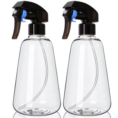 Spray Bottle 2 Pack, 16oz - Ultra Fine Mist, Plant Mister Indoor, Funnel | Empty Spray Bottles, Leak Proof Misting Water Sprayer for Gardening, Planting, Hair, Cleaning Solutions - Funnel Included - color: Clear