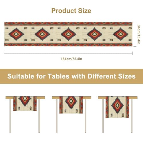 Retro Aztec Table Runner, Western Native American Tribal Art Printed Runner for Home Kitchen Dining Table Party 13x36in - color: Aztec-7, size: 13x36in